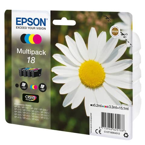 cartucce inkjet Margherite 18 Epson n+c+m+g Conf. 4 - C13T18064012